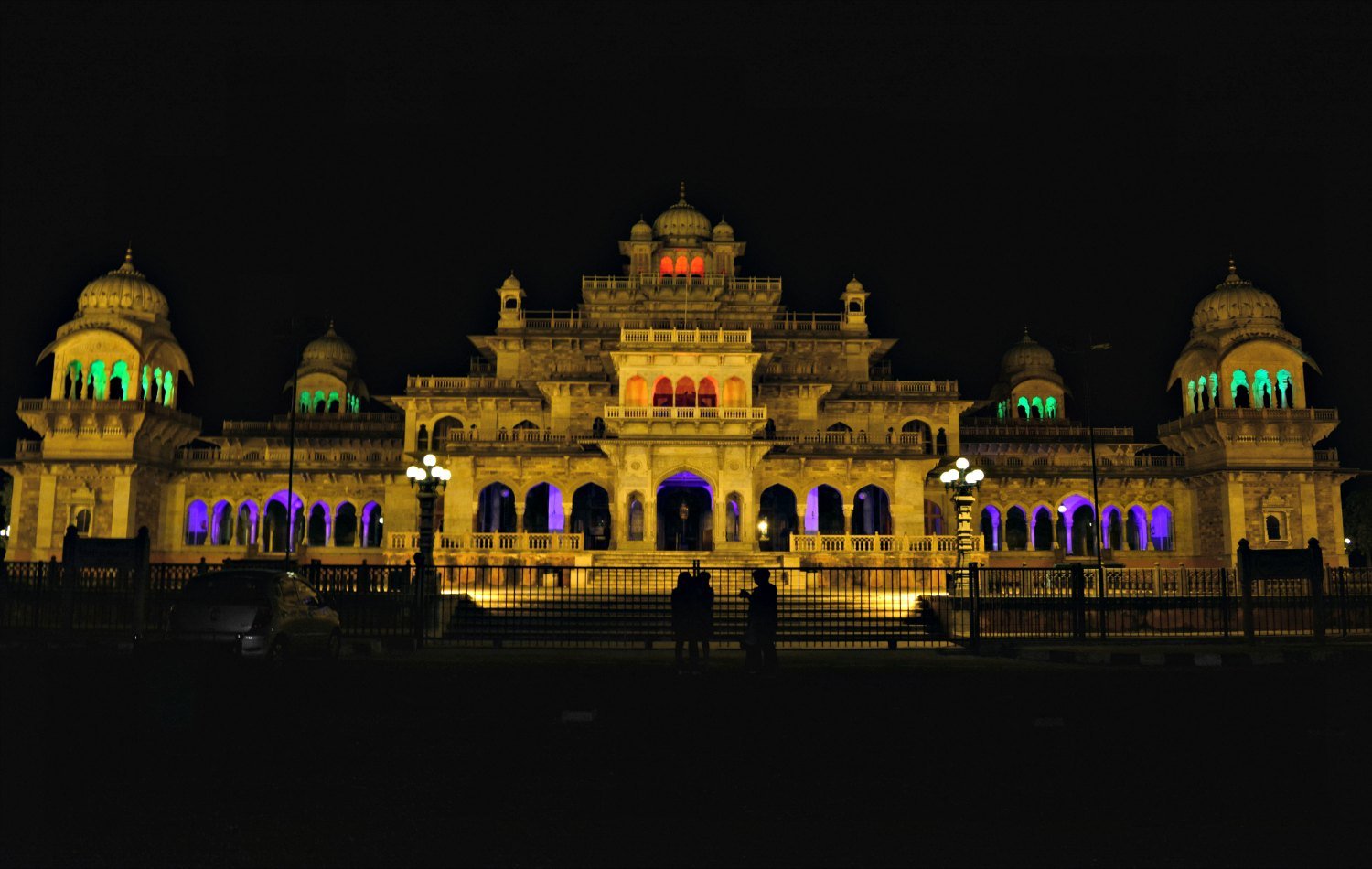Illuminated Albert Hall Museum Jaipur at night