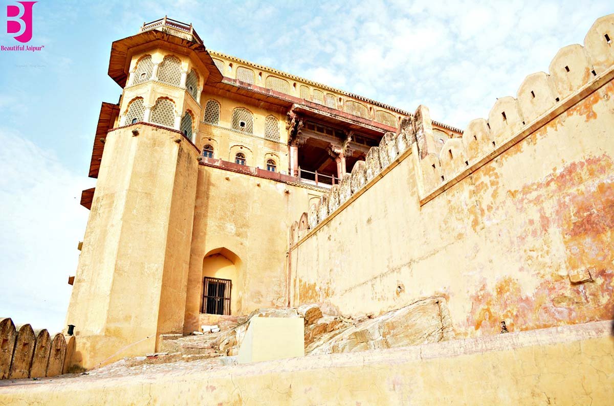 Historic exterior architecture of Amer Fort Jaipur