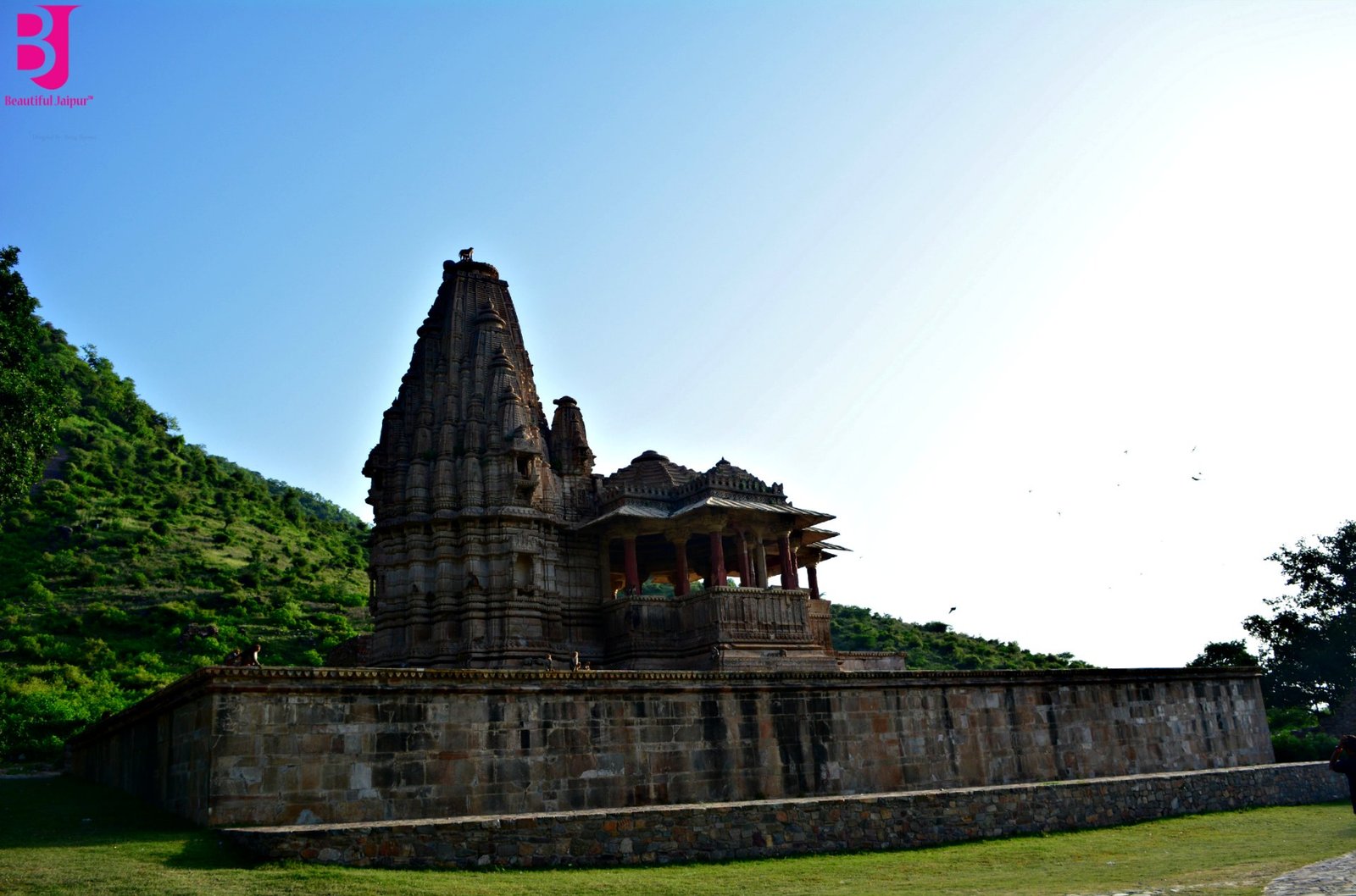 Ancient stone temple within the Bhangarh Fort complex