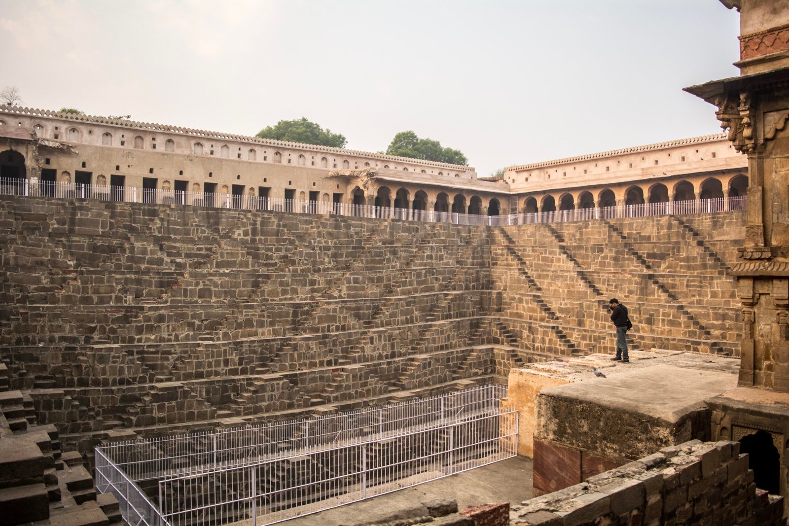 Symmetrical stone steps inside Chand Baori at Abhaneri Rajasthan