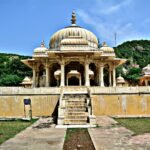 White marble royal cenotaph at Gaitore Ki Chhatriyan Jaipur
