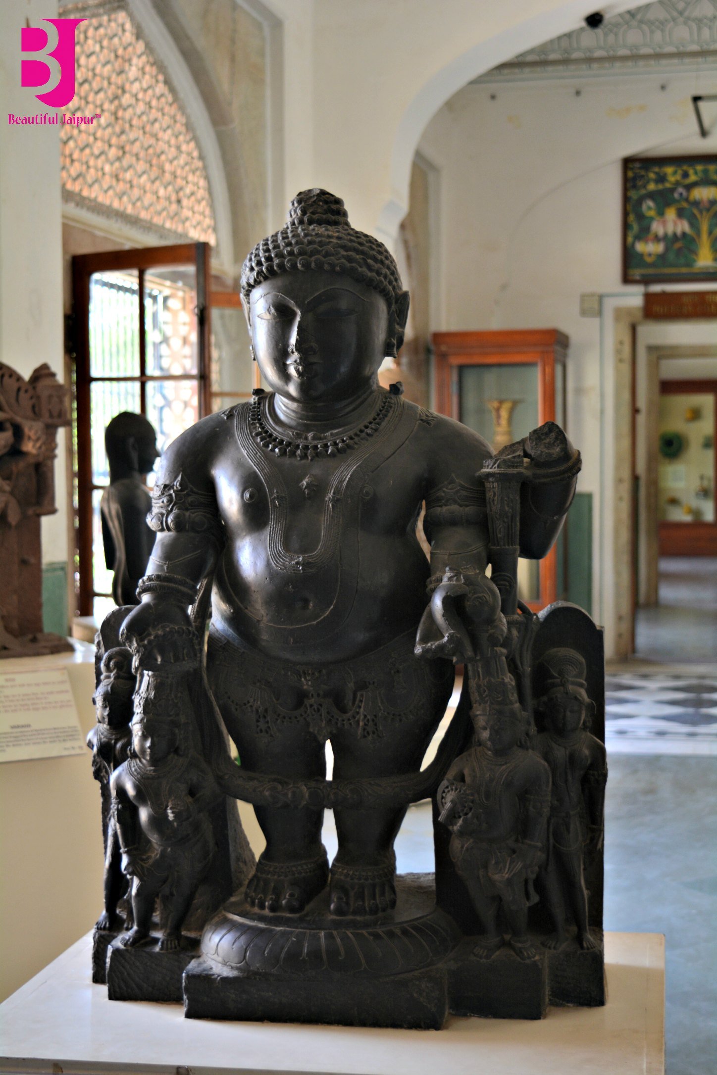 Historic stone sculpture displayed at Albert Hall Museum Jaipur