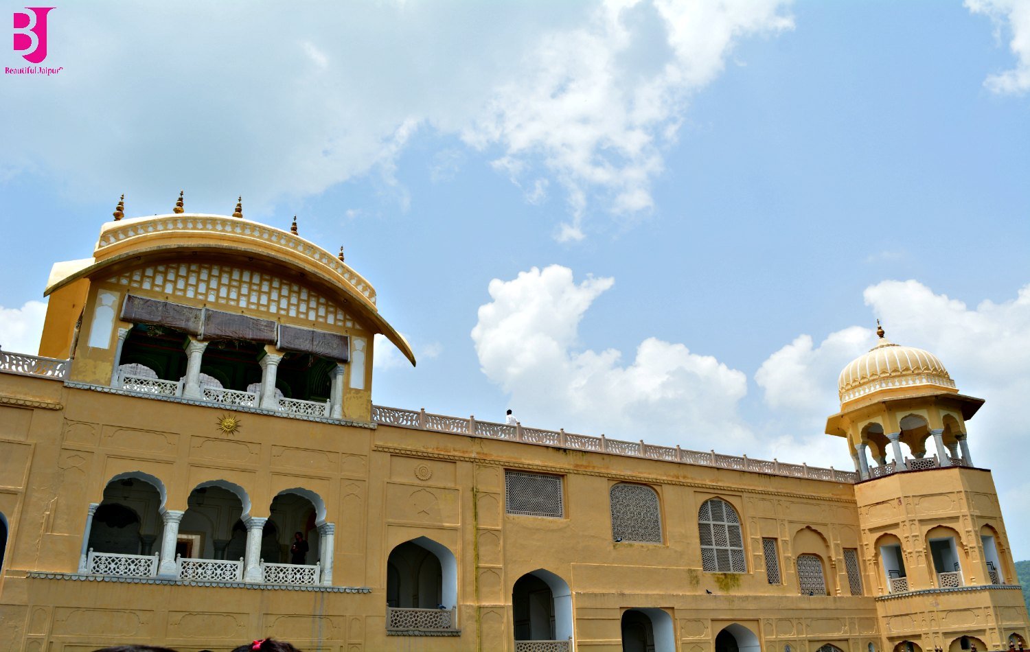Close view of Jal Mahal Jaipur palace facade and chhatris