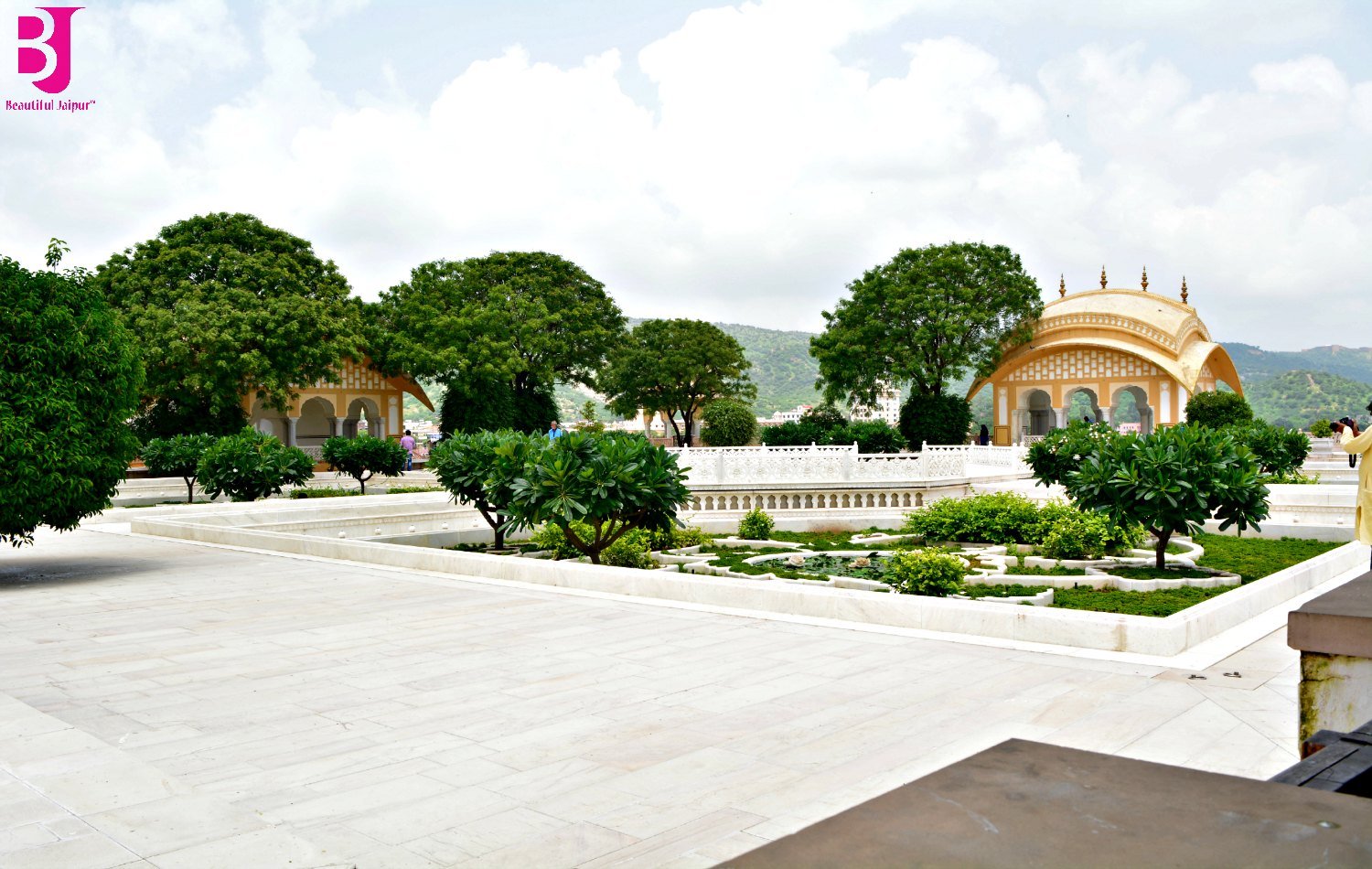 Rooftop garden and pavilions of Jal Mahal Jaipur