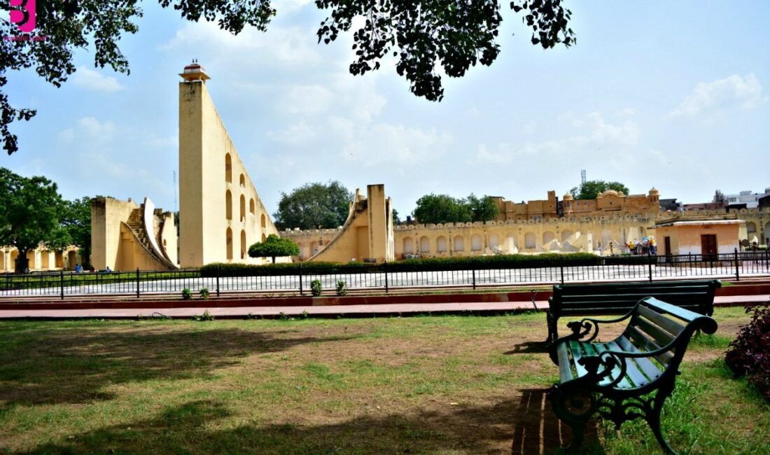 Wide view of the historic astronomical instruments at Jantar Mantar Jaipur