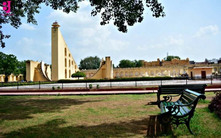 Wide view of the historic astronomical instruments at Jantar Mantar Jaipur