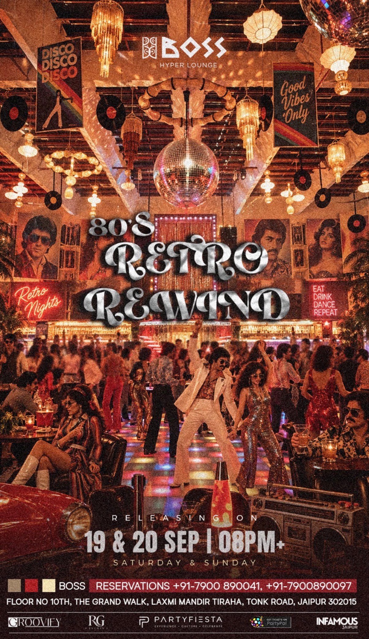 80s Retro Rewind theme party at The Boss Hyper Lounge Jaipur on 19 and 20 September 2026