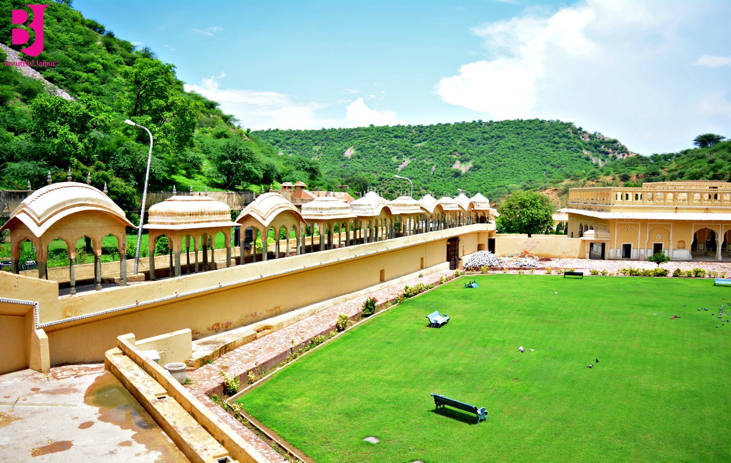 Wide view of the landscaped Vidyadhar Garden Jaipur